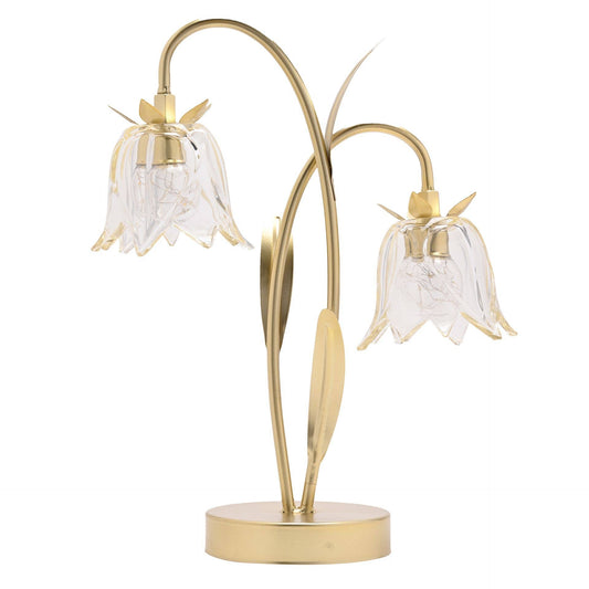 Lampe LED 2 fleurs en verre