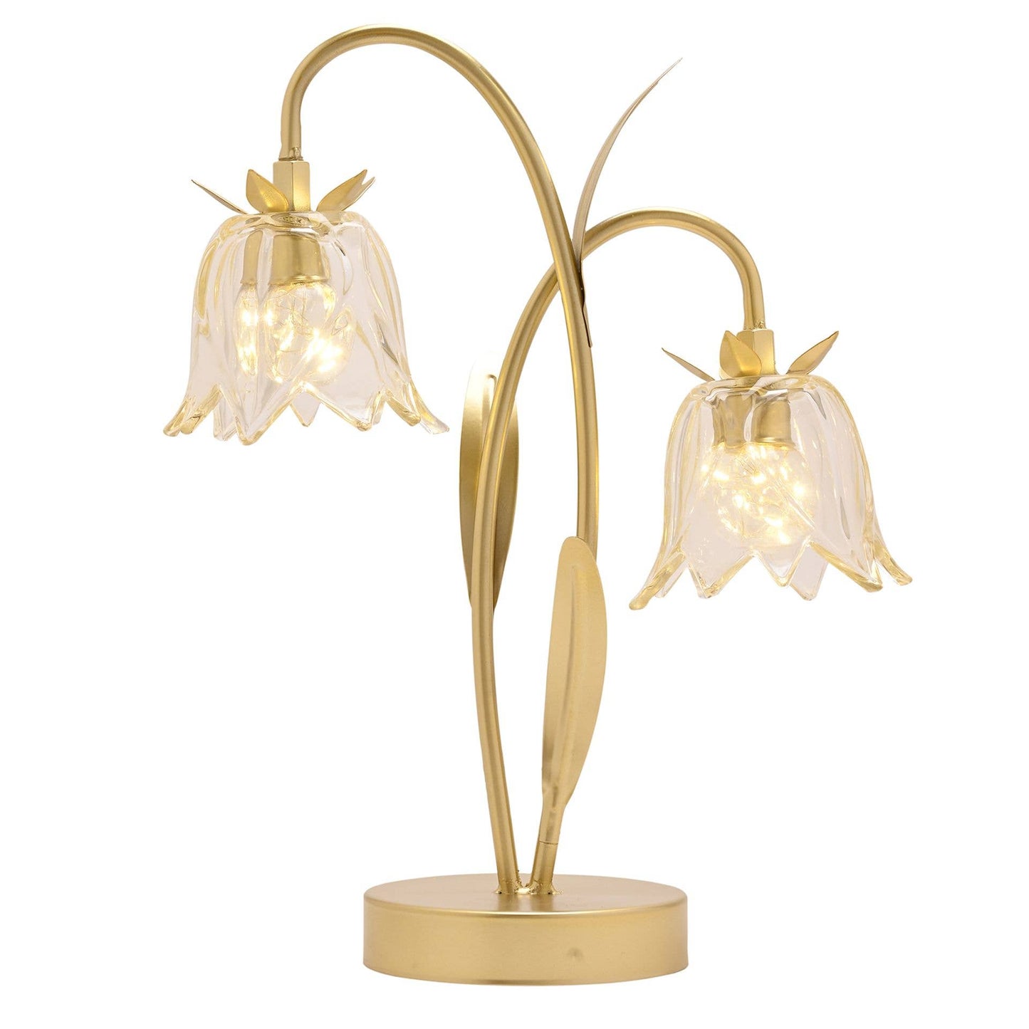 Lampe LED 2 fleurs en verre